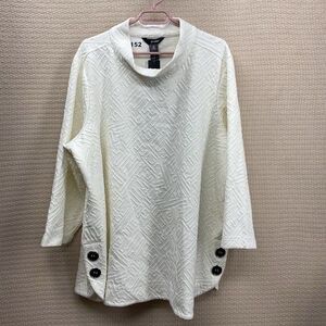 NWT Ali Miles Textured Knit Funnel Neck 3/4 Sleeve Tunic Top Women Plus Size 2X
